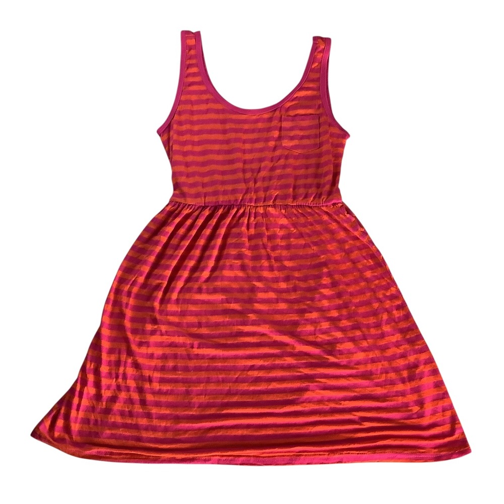 Just Love Kids Girls Striped Tank Dress Pink Orange Size‎ L 14/16 Pocket
